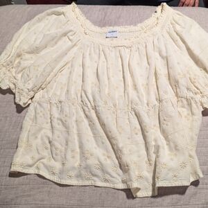 Old Navy Cream Embroidered Blouse